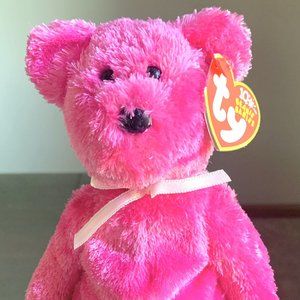 2003 40004 Hot Pink Sherbet Retired Ty Beanie Baby Teddy Bear Plush MWMT
